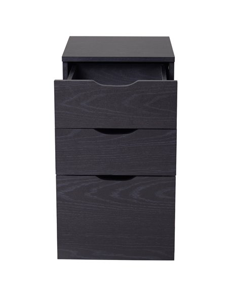 HOMCOM 3-Drawer File Cabinet Under Desk Office Storage Cabinet A4/Letter/Binders Movable W/ Slide Wheels Black Oak Color 913-018 - pic 58838 | FastDaddyshop