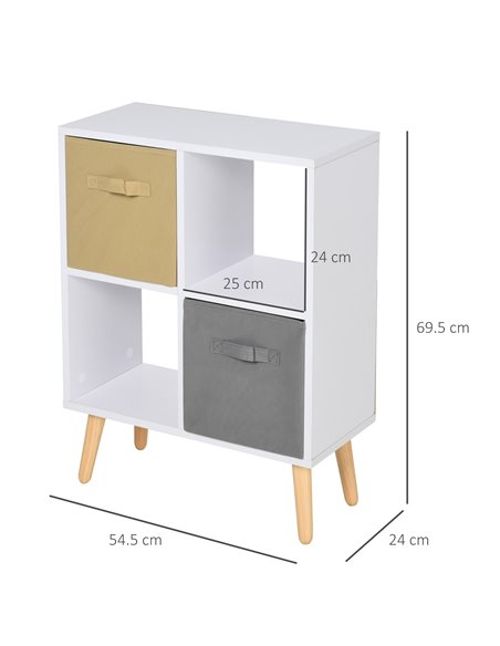 HOMCOM Freestanding 4 Cube Storage Cabinet Unit w/ 2 Fabric Drawers Handles Home Office Organisation Shelves Furniture 54.5L x 2 - pic 58842 | FastDaddyshop