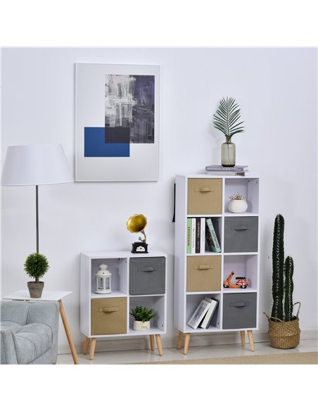 HOMCOM Freestanding 4 Cube Storage Cabinet Unit w/ 2 Fabric Drawers Handles Home Office Organisation Shelves Furniture 54.5L x 2 - pic 58843 | FastDaddyshop