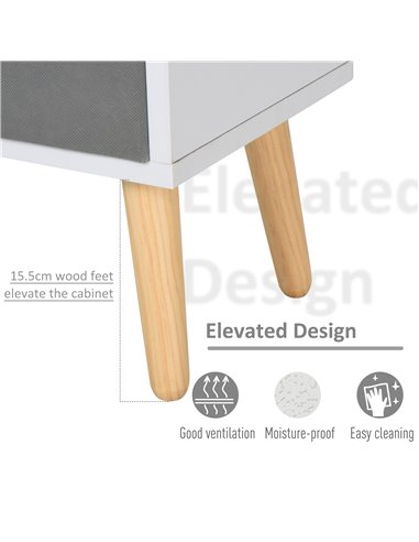 HOMCOM Freestanding 4 Cube Storage Cabinet Unit w/ 2 Fabric Drawers Handles Home Office Organisation Shelves Furniture 54.5L x 2