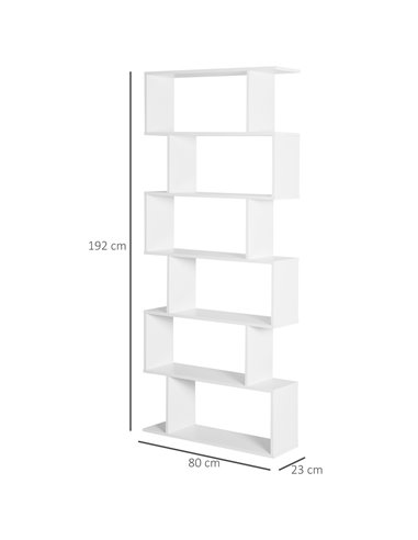 HOMCOM Wooden Wood S Shape Storage Display 6 Shelves Room Divider Unit Chest Bookshelf Bookcase Cupboard Cabinet Home Office Fur