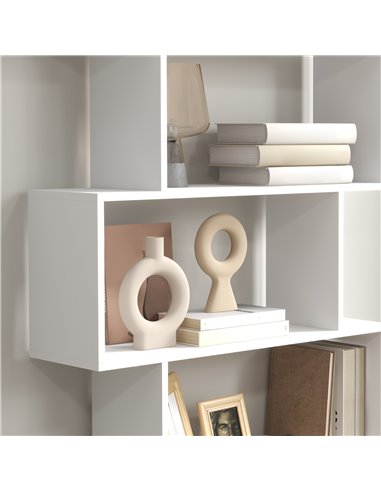 HOMCOM Wooden Wood S Shape Storage Display 6 Shelves Room Divider Unit Chest Bookshelf Bookcase Cupboard Cabinet Home Office Fur