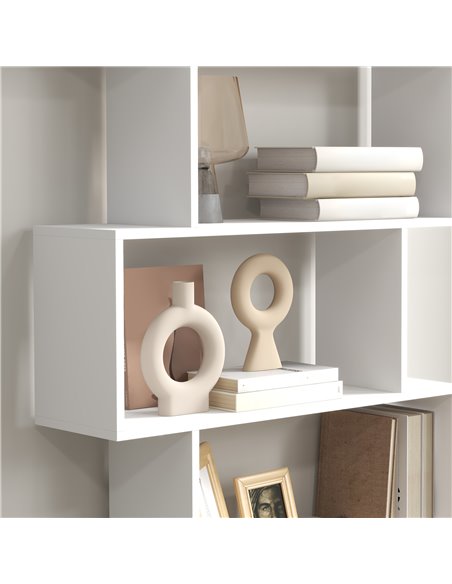 HOMCOM Wooden Wood S Shape Storage Display 6 Shelves Room Divider Unit Chest Bookshelf Bookcase Cupboard Cabinet Home Office Fur - pic 58866 | FastDaddyshop