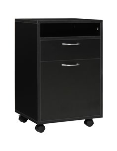 HOMCOM Mobile Storage Cabinet with Drawer, Open Shelf, Black 836-027BK