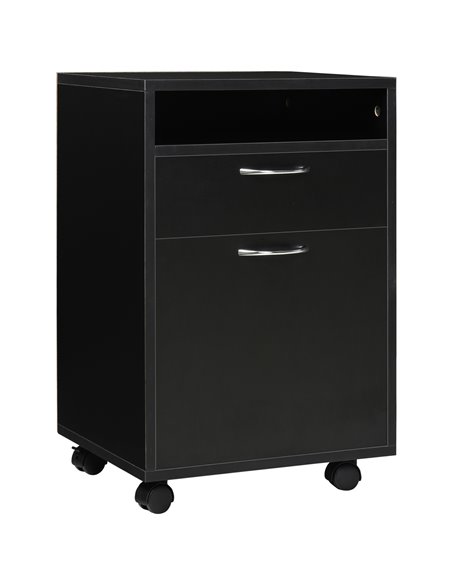HOMCOM Mobile Storage Cabinet with Drawer, Open Shelf, Black 836-027BK - pic 58867 | FastDaddyshop