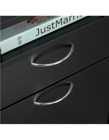 HOMCOM Mobile Storage Cabinet with Drawer, Open Shelf, Metal Handles, 4 Wheels, Office Home Organiser, Black 836-027BK
