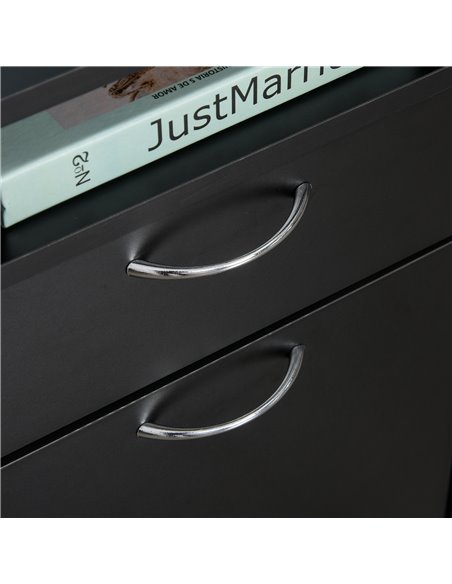 HOMCOM Mobile Storage Cabinet with Drawer, Open Shelf, Metal Handles, 4 Wheels, Office Home Organiser, Black 836-027BK - pic 58874 | FastDaddyshop
