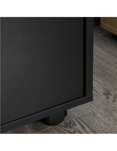 HOMCOM Mobile Storage Cabinet with Drawer, Open Shelf, Metal Handles, 4 Wheels, Office Home Organiser, Black 836-027BK
