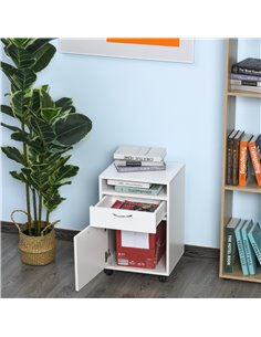 HOMCOM 60cm Storage Cabinet with Drawer, Open Shelf, White 836-027WT 2