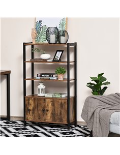 HOMCOM Industrial Bookshelf, Storage Cabinet with 3-Tier, Rustic Brown 836-286 2