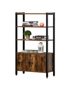 HOMCOM Industrial Bookshelf, Storage Cabinet with 3-Tier, Rustic Brown 836-286