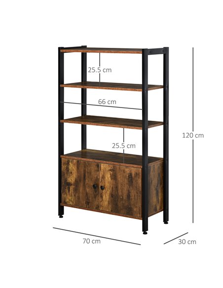 HOMCOM Industrial Bookshelf, Storage Cabinet with 3-Tier with Doors, for Home Office, Living Room Rustic Brown 836-286 - pic 58897 | FastDaddyshop