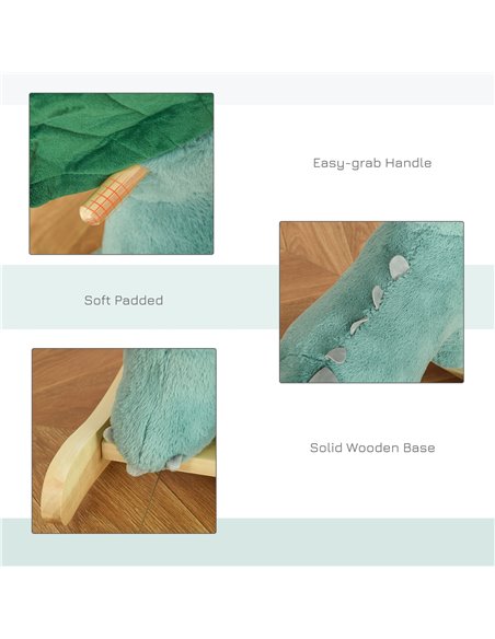 HOMCOM Kids Plush Ride-On Rocking Horse Triceratops-shaped Plush Toy Rocker with Realistic Sounds for Child 36-72 Months Dark Gr - pic 5890 | FastDaddyshop