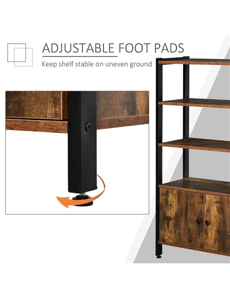 HOMCOM Industrial Bookshelf, Storage Cabinet with 3-Tier with Doors, for Home Office, Living Room Rustic Brown 836-286 - pic 58900 | FastDaddyshop