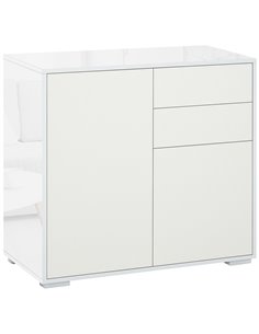 HOMCOM Push-Open Cabinet with 2 Drawer, 2 Door, White 838-075WT