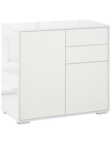 HOMCOM Push-Open Cabinet with 2 Drawer, 2 Door, White 838-075WT - pic 58903 | FastDaddyshop