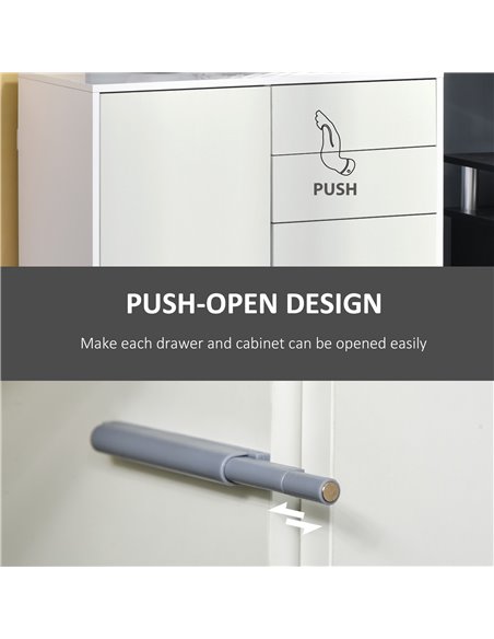 HOMCOM Push-Open Cabinet with 2 Drawer 2 Door Storage Cabinet for Home Office White 838-075WT - pic 58908 | FastDaddyshop