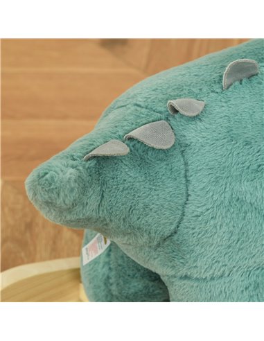 HOMCOM Kids Plush Ride-On Rocking Horse Triceratops-shaped Plush Toy Rocker with Realistic Sounds for Child 36-72 Months Dark Gr