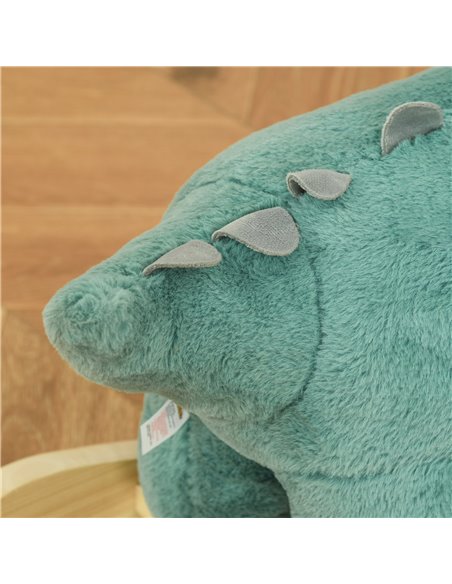 HOMCOM Kids Plush Ride-On Rocking Horse Triceratops-shaped Plush Toy Rocker with Realistic Sounds for Child 36-72 Months Dark Gr - pic 5891 | FastDaddyshop