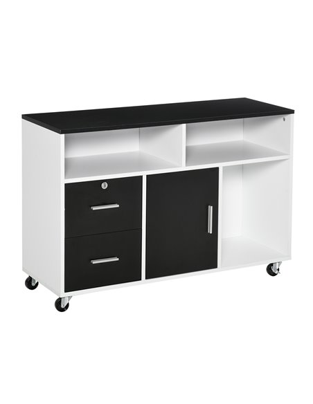 HOMCOM Mobile File Cabinet Home Office Printer Stand, Black & White 836-269BK - pic 58912 | FastDaddyshop