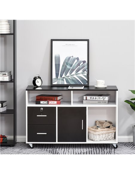 HOMCOM Mobile File Cabinet Home Office Lateral Filing Cabinet, Printer Stand with Open  Shelves, Storage Organizer with Lockable - pic 58913 | FastDaddyshop
