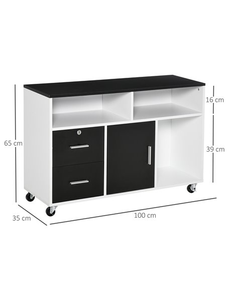 HOMCOM Mobile File Cabinet Home Office Lateral Filing Cabinet, Printer Stand with Open  Shelves, Storage Organizer with Lockable - pic 58914 | FastDaddyshop