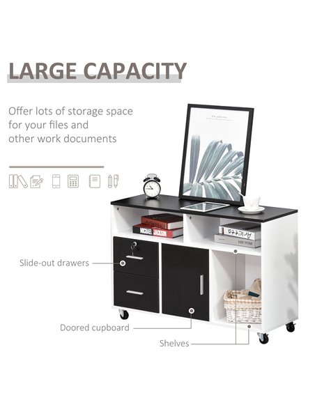 HOMCOM Mobile File Cabinet Home Office Lateral Filing Cabinet, Printer Stand with Open  Shelves, Storage Organizer with Lockable - pic 58915 | FastDaddyshop