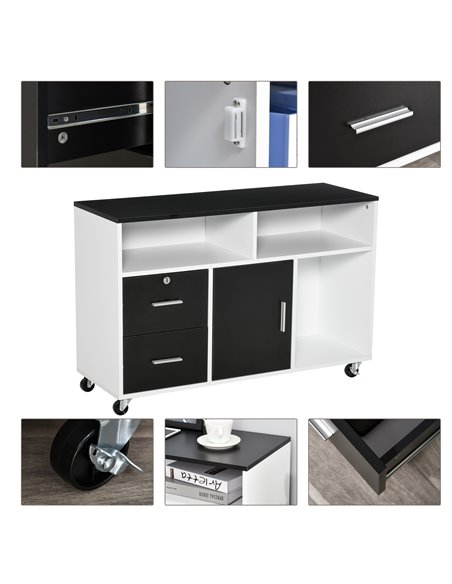HOMCOM Mobile File Cabinet Home Office Lateral Filing Cabinet, Printer Stand with Open  Shelves, Storage Organizer with Lockable - pic 58918 | FastDaddyshop