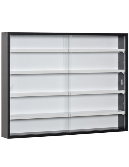 HOMCOM 5-Tier Wall Display Shelf Unit Cabinet, Black & White 833-761BK - pic 58921 | FastDaddyshop