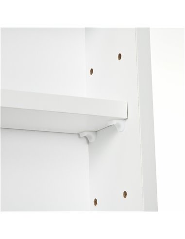 HOMCOM 5-Tier Wall Display Shelf Unit Cabinet w/ 4 Adjustable Shelves Glass Doors Home Office Ornaments 60x80cm White 833-761WT