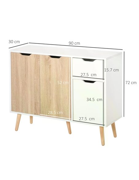 HOMCOM Sideboard Floor Standing Storage Cabinet with Drawer for Bedroom, Living Room, Home Office, Natural 837-117ND - pic 58950 | FastDaddyshop