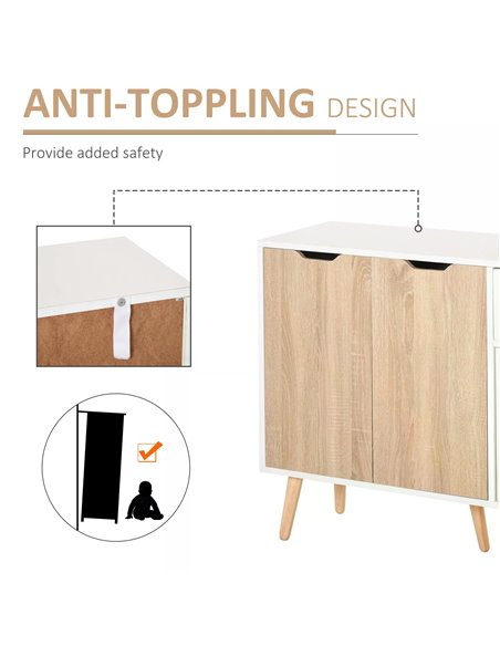 HOMCOM Sideboard Floor Standing Storage Cabinet with Drawer for Bedroom, Living Room, Home Office, Natural 837-117ND - pic 58952 | FastDaddyshop