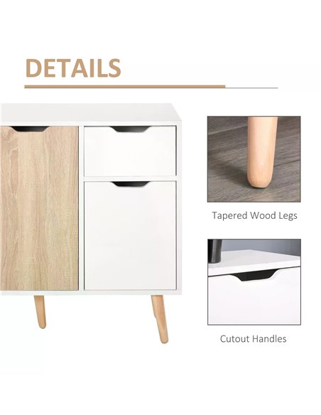 HOMCOM Sideboard Floor Standing Storage Cabinet with Drawer for Bedroom, Living Room, Home Office, Natural 837-117ND - pic 58953 | FastDaddyshop