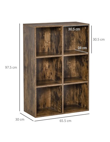 HOMCOM Cubic Cabinet Bookcase Shelves Storage Display for Study, Living Room, Home, office, Rustic Brown 836-369