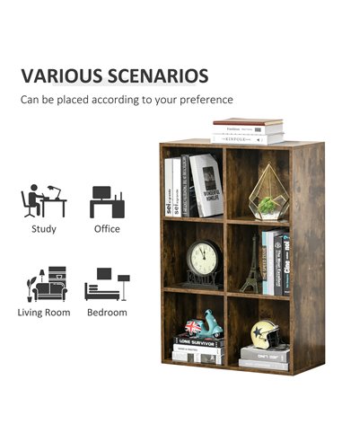 HOMCOM Cubic Cabinet Bookcase Shelves Storage Display for Study, Living Room, Home, office, Rustic Brown 836-369
