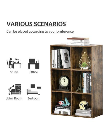 HOMCOM Cubic Cabinet Bookcase Shelves Storage Display for Study, Living Room, Home, office, Rustic Brown 836-369 - pic 58962 | FastDaddyshop