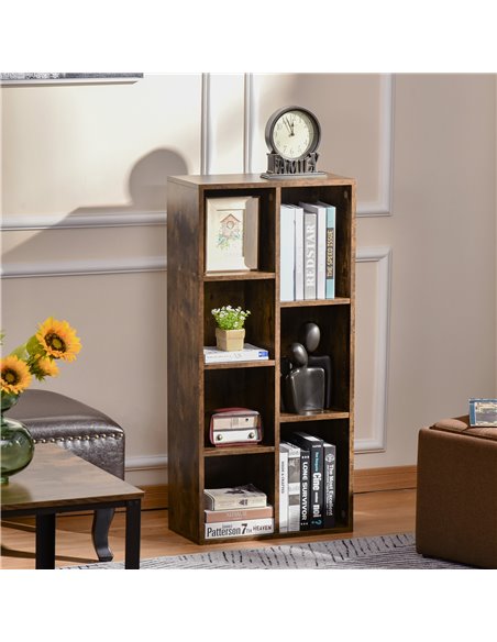 HOMCOM Bookcase Industrial Bookshelf Free Standing Display Cabinet Cube Storage Unit for Home Office Living Room Study Rustic Br - pic 58967 | FastDaddyshop