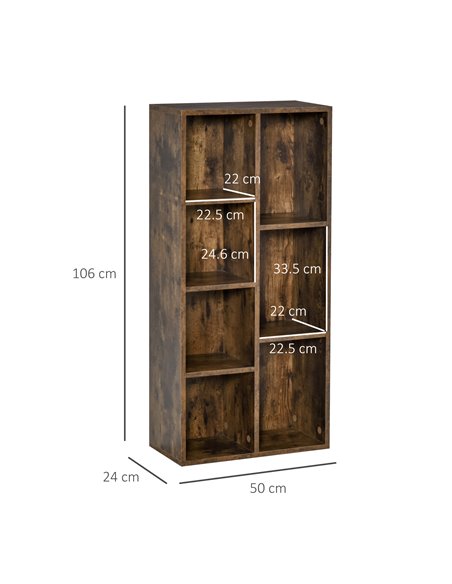 HOMCOM Bookcase Industrial Bookshelf Free Standing Display Cabinet Cube Storage Unit for Home Office Living Room Study Rustic Br - pic 58968 | FastDaddyshop