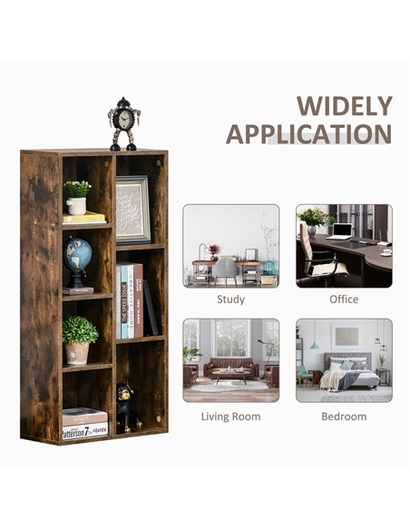 HOMCOM Bookcase Industrial Bookshelf Free Standing Display Cabinet Cube Storage Unit for Home Office Living Room Study Rustic Br - pic 58971 | FastDaddyshop