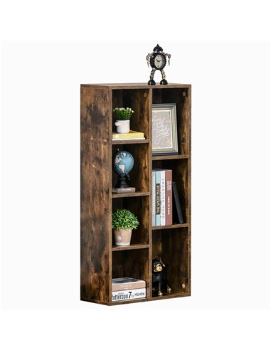 HOMCOM Bookcase Industrial Bookshelf Free Standing Display Cabinet Cube Storage Unit for Home Office Living Room Study Rustic Br