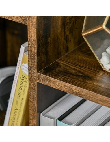 HOMCOM Bookcase Industrial Bookshelf Free Standing Display Cabinet Cube Storage Unit for Home Office Living Room Study Rustic Br