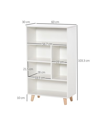 HOMCOM Bookcase Modern Bookshelf Display Cabinet Cube Storage Unit for Home Office Living Room Study White 836-368