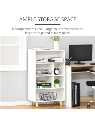 HOMCOM Bookcase Modern Bookshelf Display Cabinet Cube Storage Unit for Home Office Living Room Study White 836-368