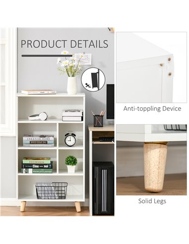 HOMCOM Bookcase Modern Bookshelf Display Cabinet Cube Storage Unit for Home Office Living Room Study White 836-368