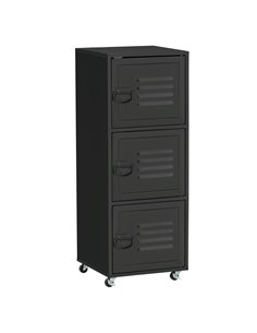 HOMCOM Rolling Storage Cabinet 3-Tier Mobile File Cabinet, Black 838-115BK