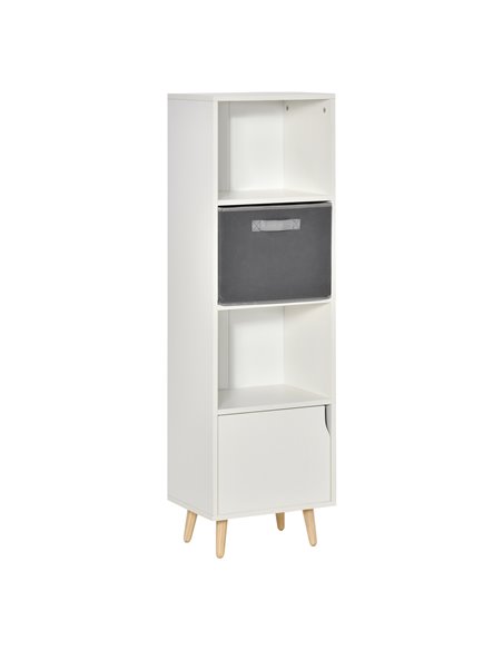 HOMCOM 3 Tier Bookcase with Doors White Wooden Bookshelf Display Cabinet for Home Office Living Room Bedroom Study 836-485V01 - pic 58994 | FastDaddyshop