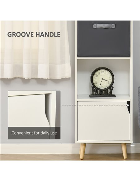 HOMCOM 3 Tier Bookcase with Doors White Wooden Bookshelf Display Cabinet for Home Office Living Room Bedroom Study 836-485V01 - pic 58997 | FastDaddyshop