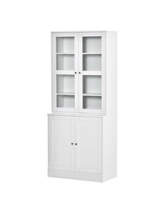 HOMCOM Modern Bookcase with Doors, Display Storage Cabinet, White 836-450
