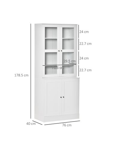 HOMCOM Modern Bookcase with Doors, Display Storage Cabinet with Adjustable Shelves for Living Room, Study, Office, White 836-450