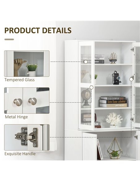 HOMCOM Modern Bookcase with Doors, Display Storage Cabinet with Adjustable Shelves for Living Room, Study, Office, White 836-450 - pic 59005 | FastDaddyshop
